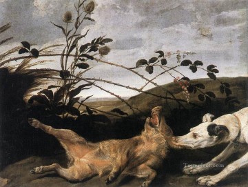Galgo atrapando a un joven jabalí Frans Snyders perro Pinturas al óleo